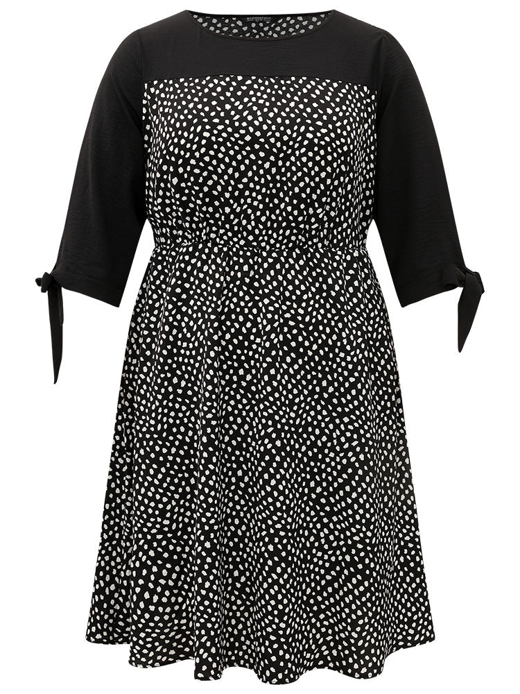 Geometric Graphic Patchwork Knot Cuffs Dress