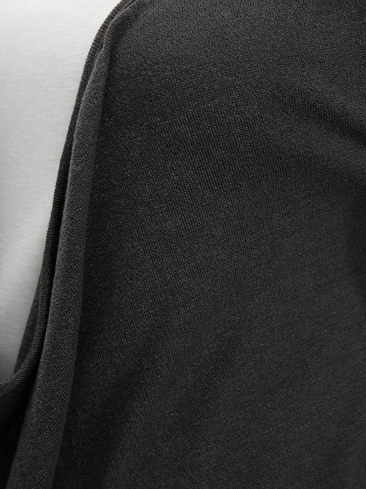 Solid Cowl Neck Drop Shoulder Long Tee