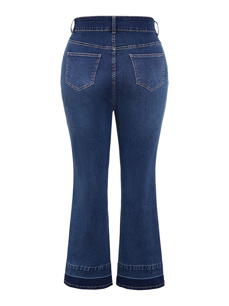 Flare Leg Very Stretchy Dark Wash Contrast Patchwork Jeans