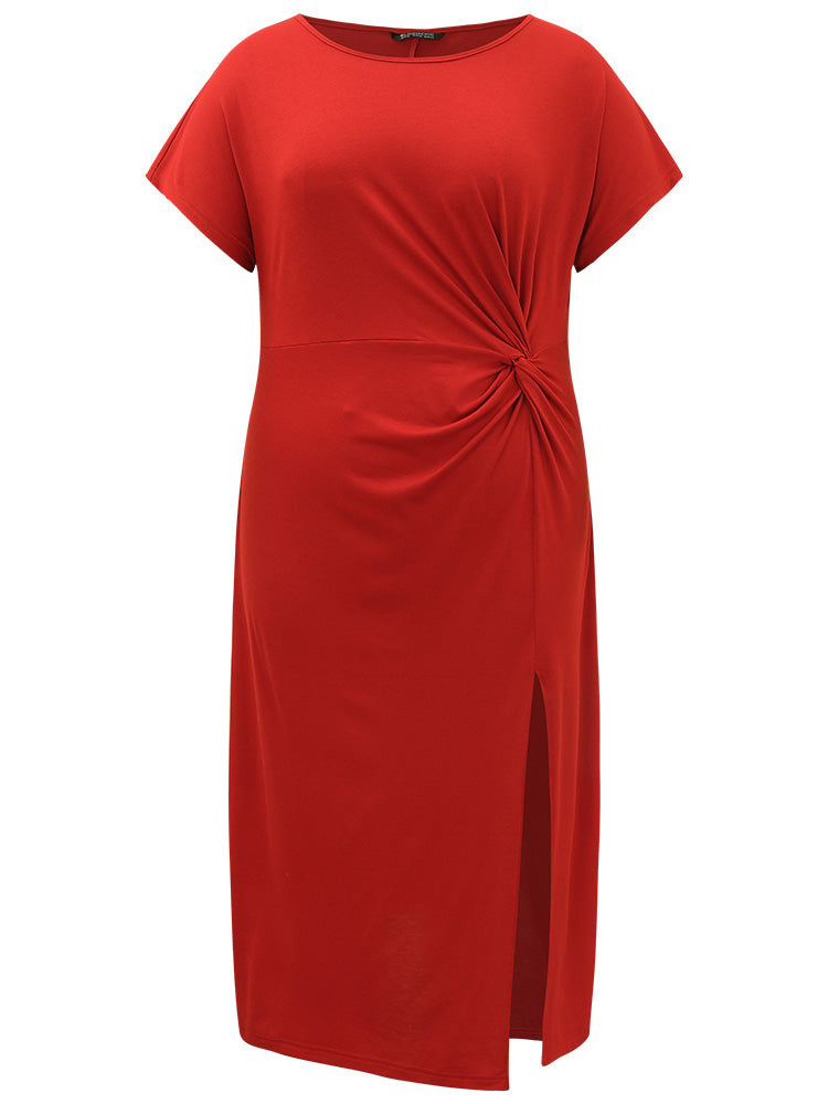 Supersoft Essentials Solid Twist Front Split Hem Dress