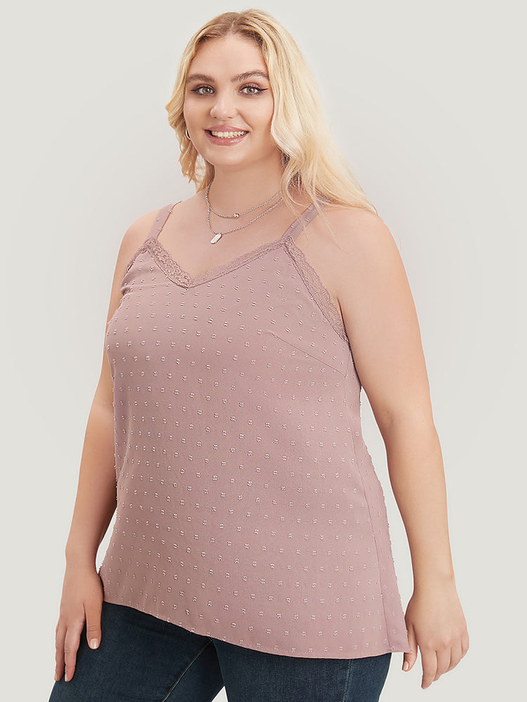 Polka Dot Sleeveless Lace Cami Top