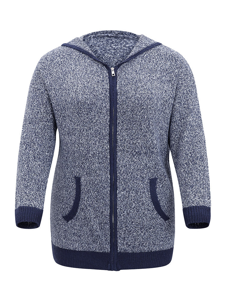 Supersoft Essentials Contrast Trim Heather Pocket Zipper Cardigan