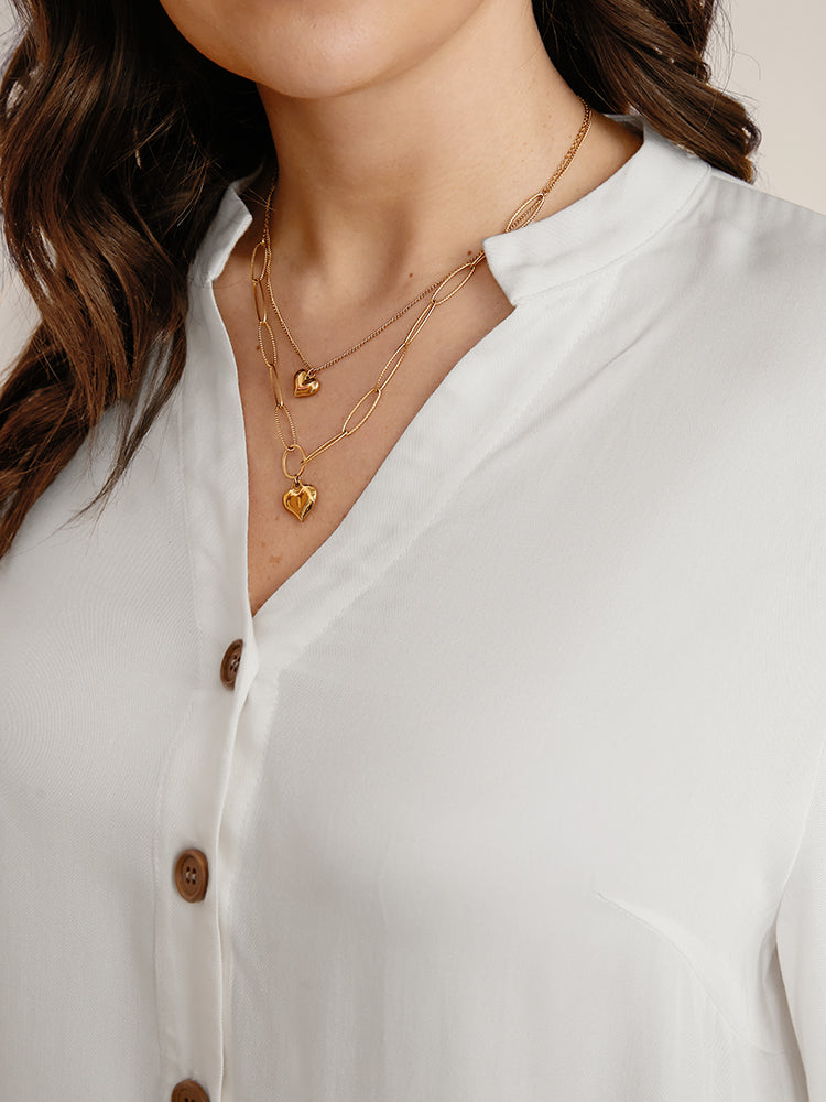 Plain Lantern Sleeve Button Up Ruffle Tiered Blouse