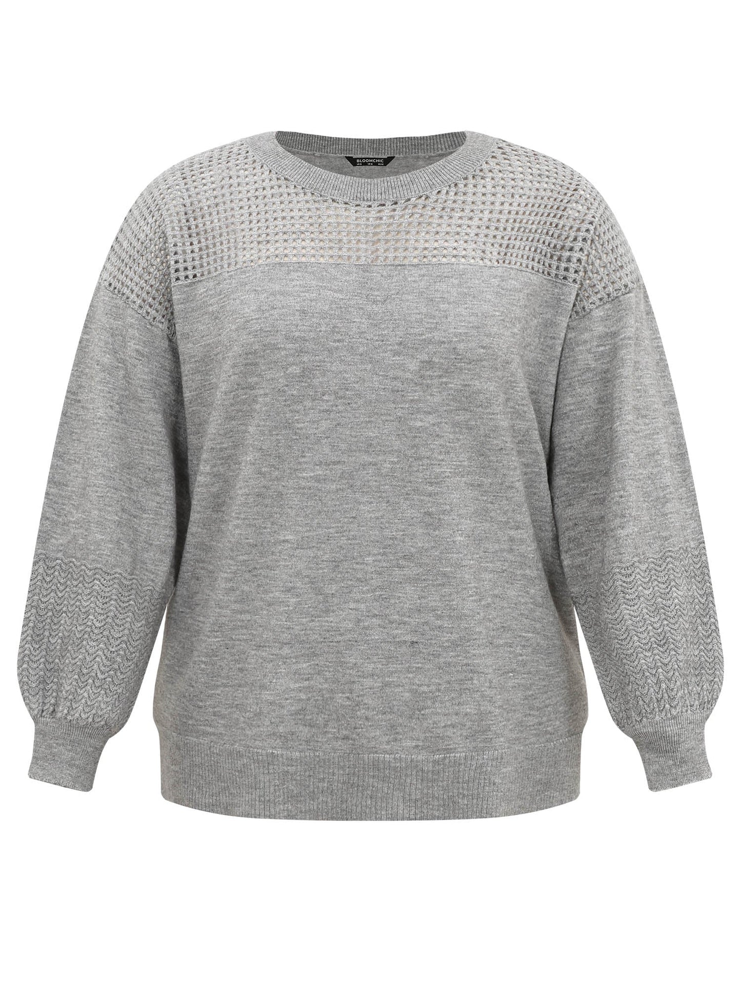 Supersoft Essentials Plain Hollow Out Puff Sleeve Pullover