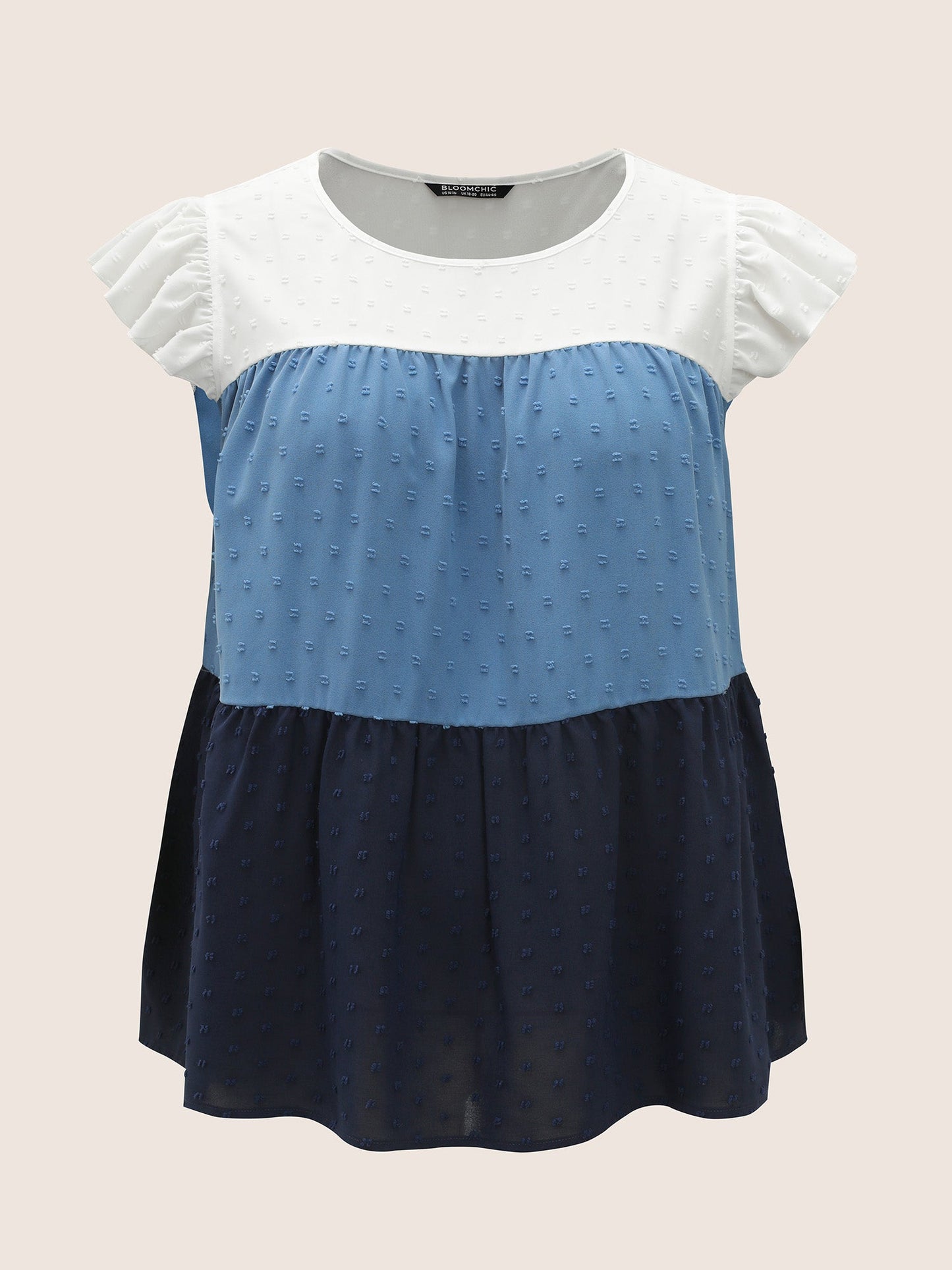 Contrast Texture Gathered Ruffles Tank Top