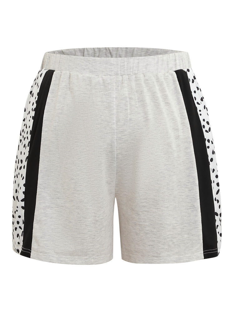Contrast Patchwork Elastic Waist Sleep Shorts