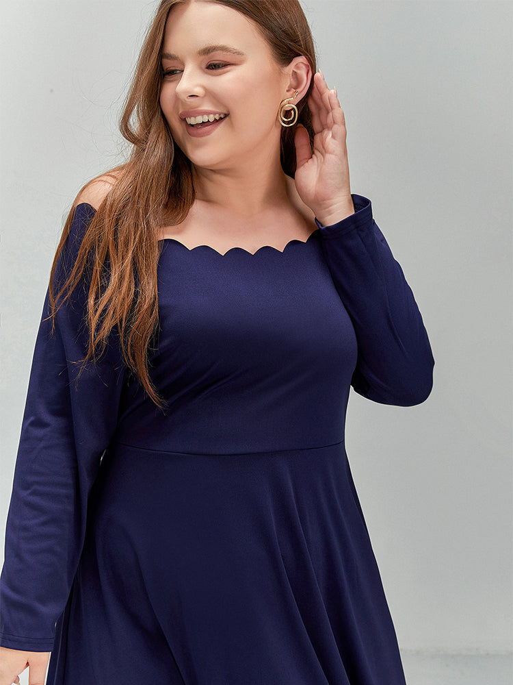 Off Shoulder Fringe Trim Dress