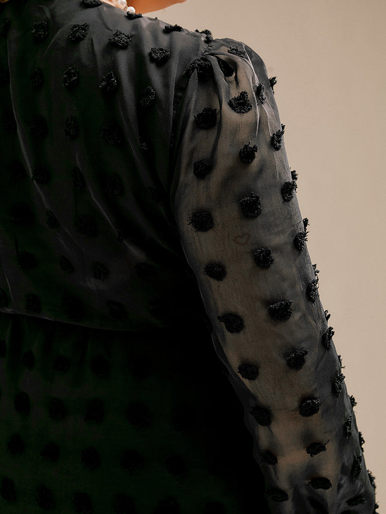 Mesh Stitching Wrap Dress