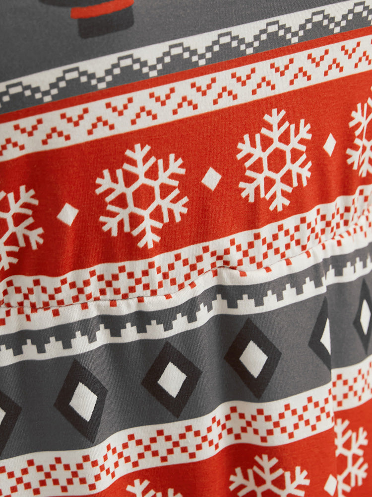 Snowman & Snowflake Print Spaghetti Strap Dress