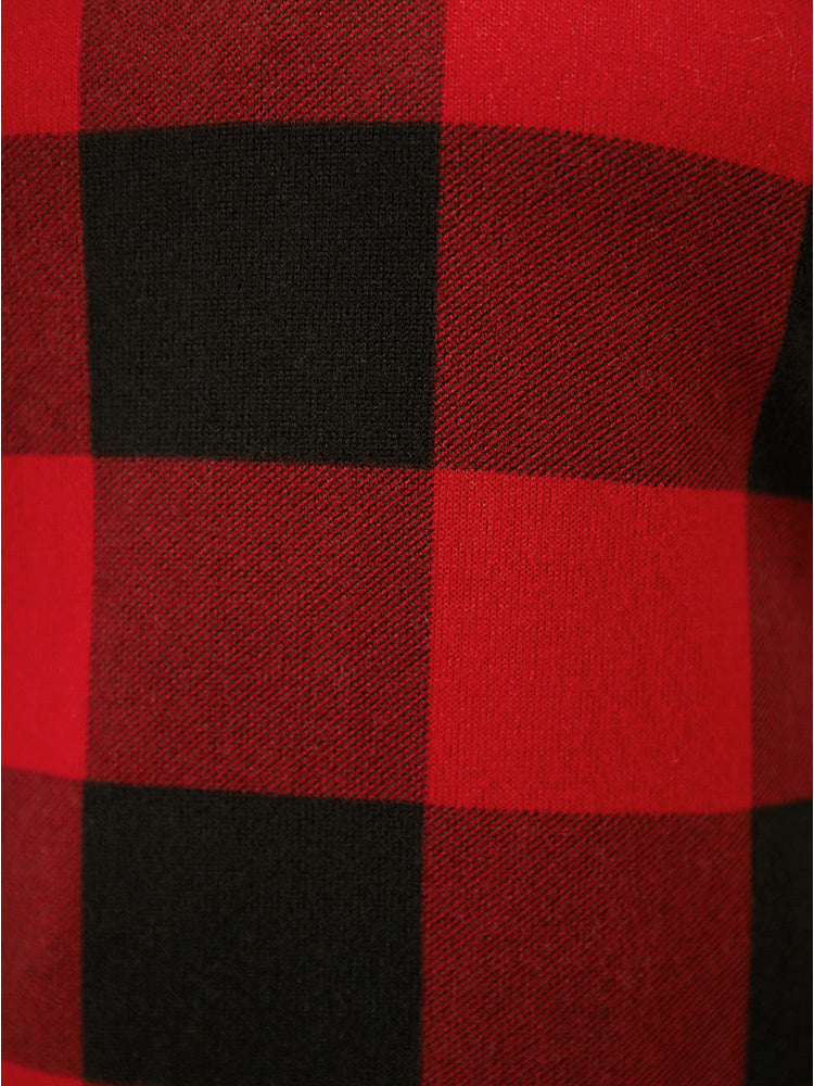 Plaid Patchwork Button Detail Cowl Neck 2-In-1 Sweatshirt
