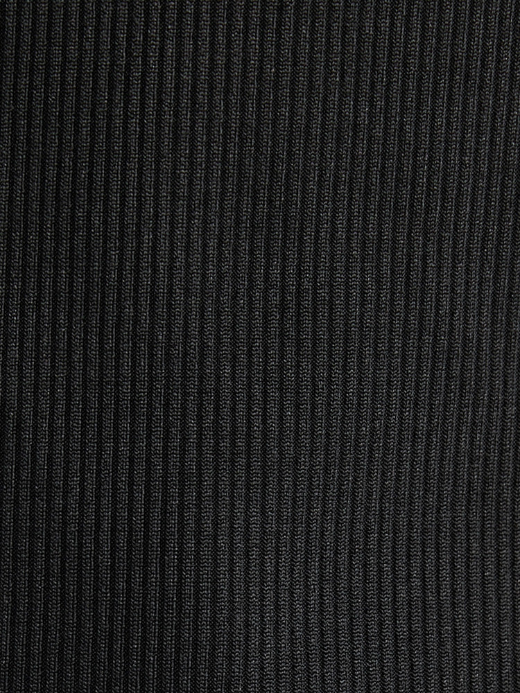 Solid Cut Out Rib Knit Long Tee