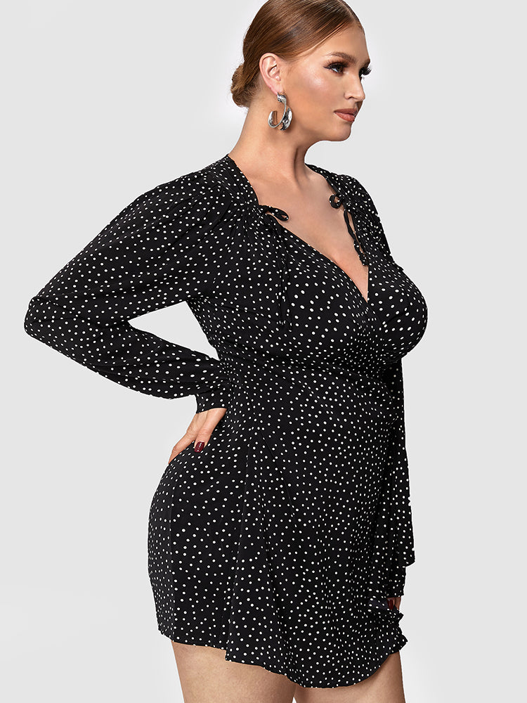 Polka Dot Drawstring Dress