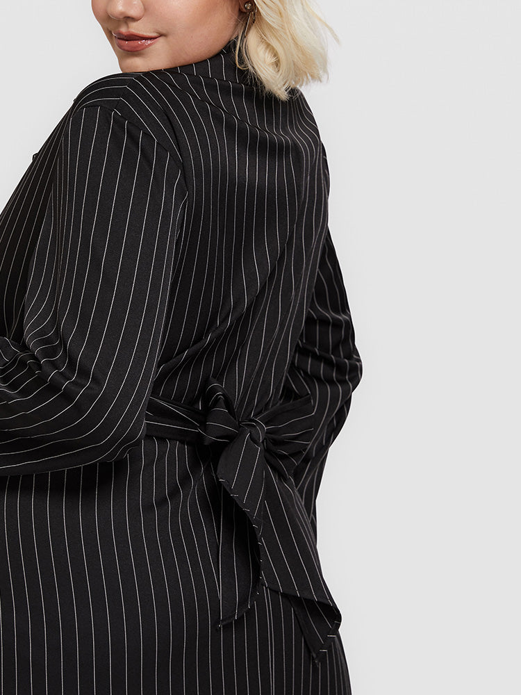 Striped Knotted Blazer Dress