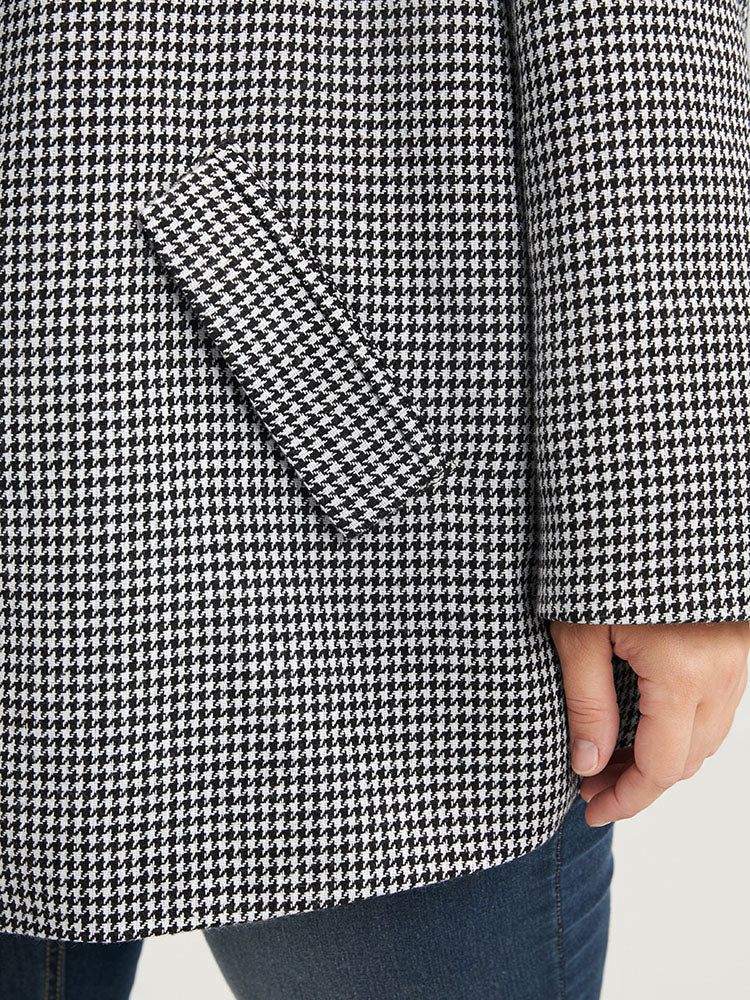 Houndstooth Suit Collar Pocket Button Blazer