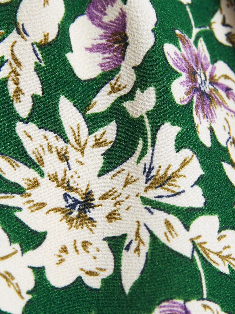 Floral Ruffled Tiered Sleeve Button Midi Dress