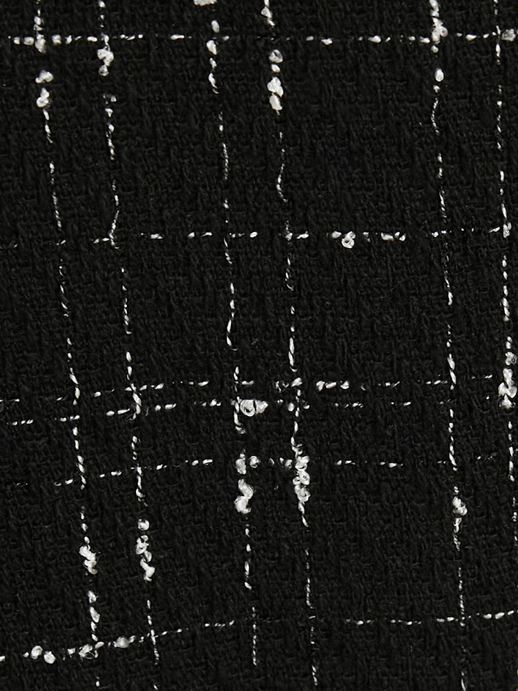 Plaid Tweed Pocket Wide Leg Pants