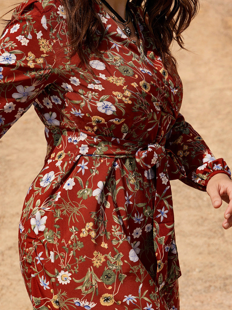 Ditsy Floral Print Knot Front Dress