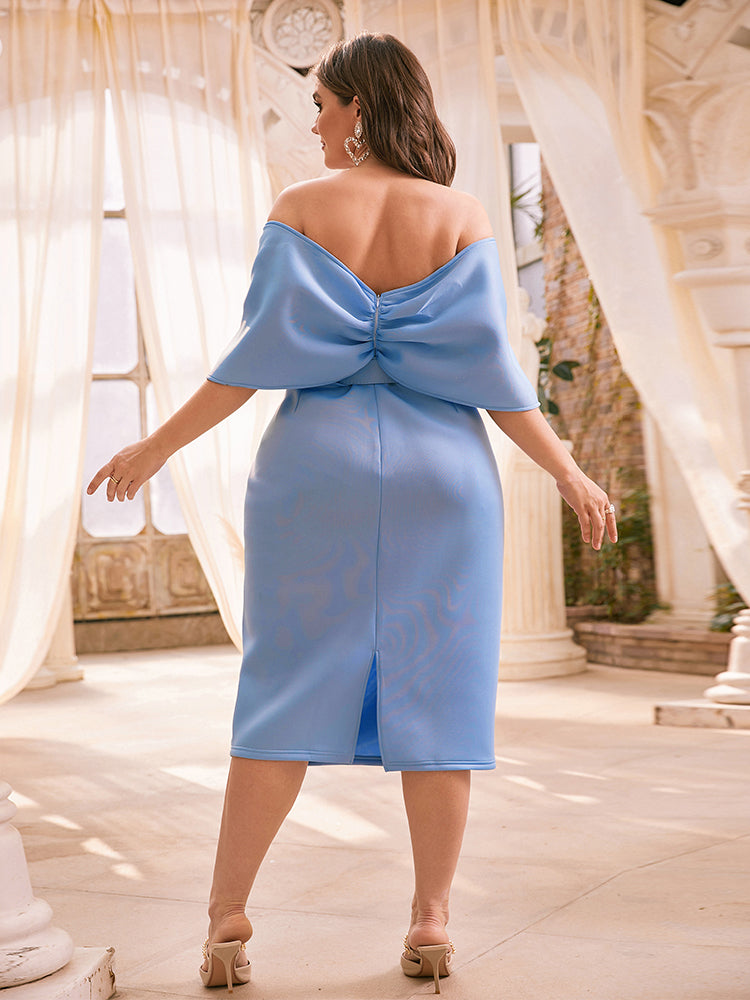 Off Shoulder Ruched Backless Bodycon Dress