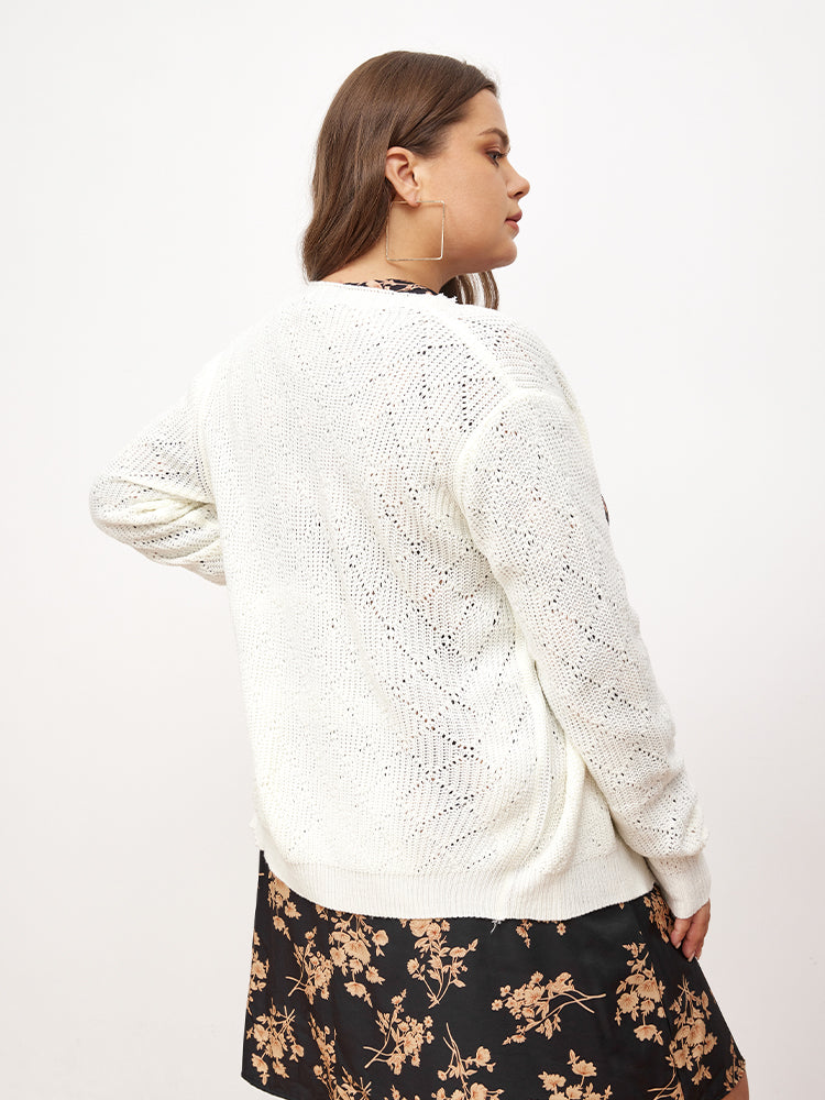 Lace Stitching Hollow Cardigan