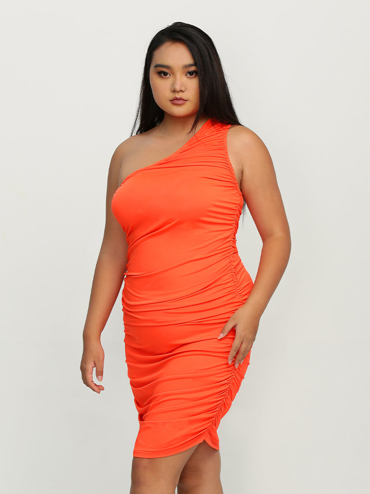 One Shoulder Ruched Dress