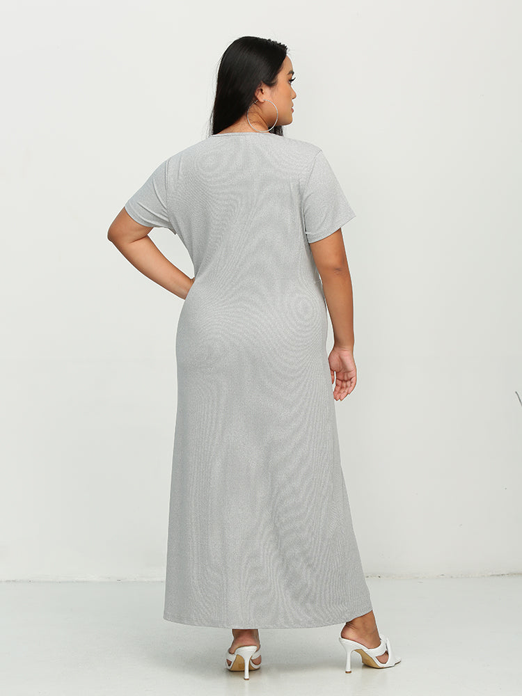 Twist Front Button Short Sleeve Dress