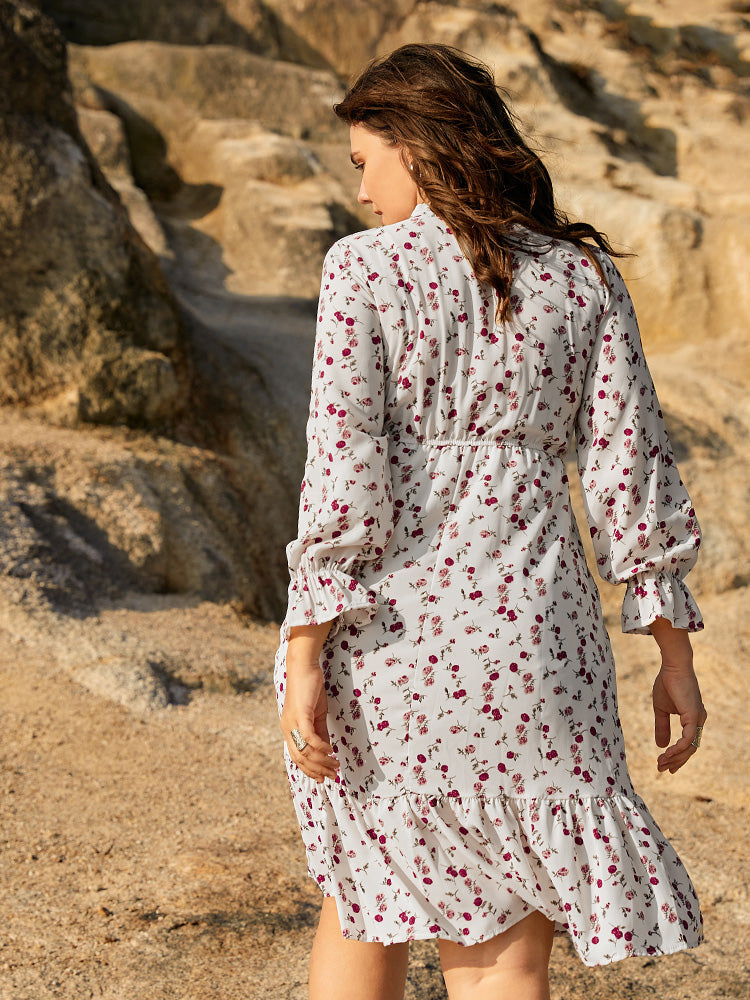 Ditsy Floral Ruffle Knot Dress