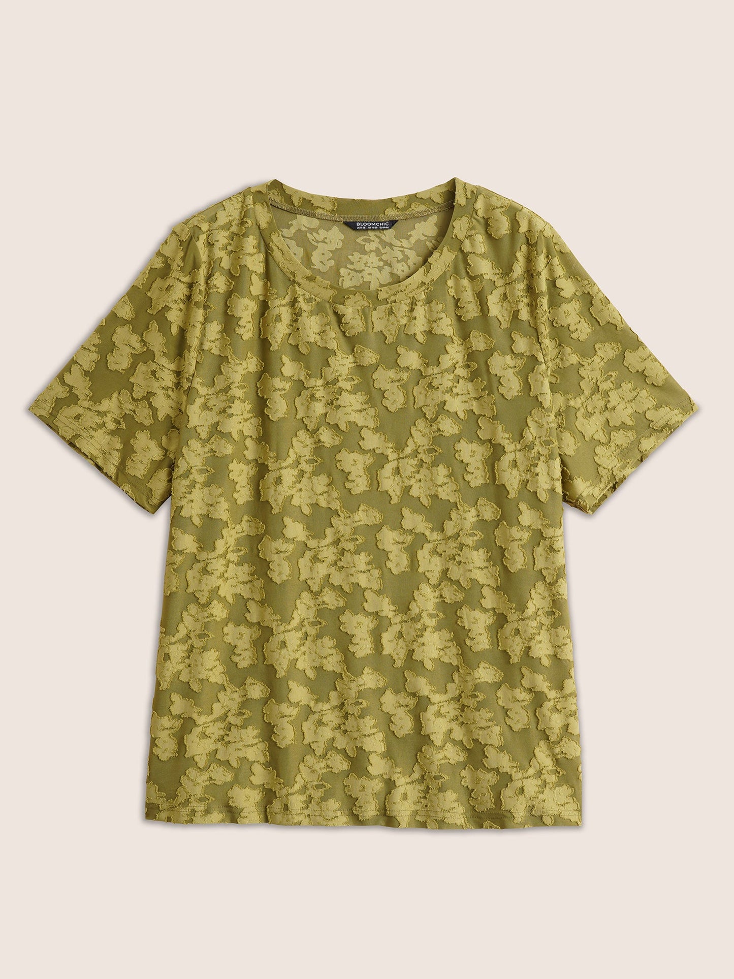 Textured Silhouette Floral Print T-shirt