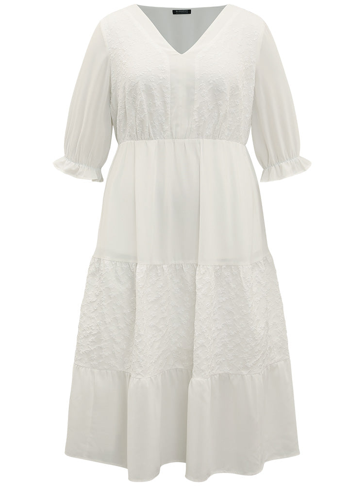 Plisse Pocket Layered Hem Patchwork Dress