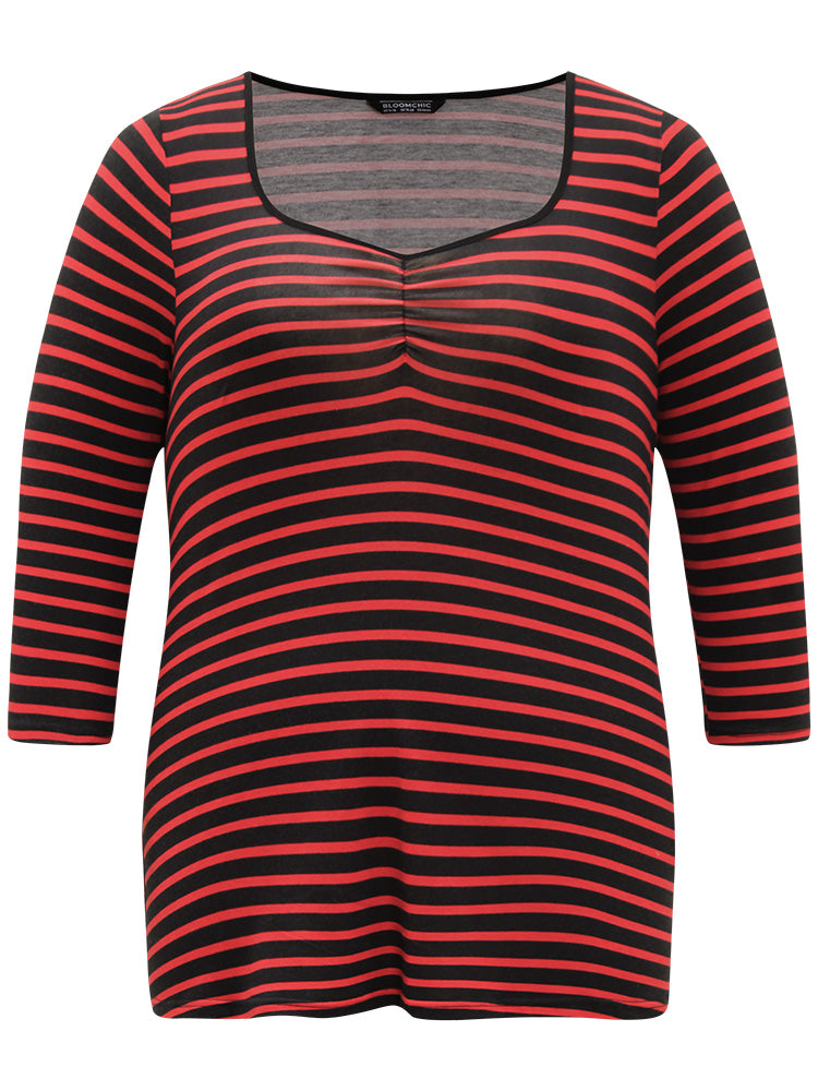 Halloween Striped Two Tone Ruched T-shirt
