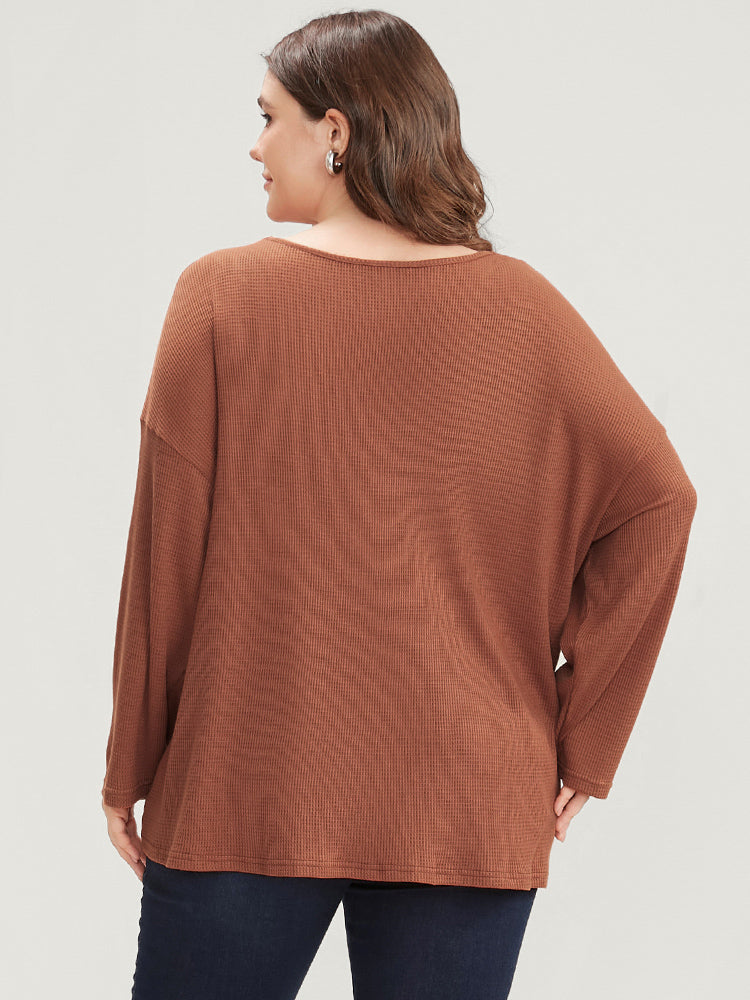 Solid V Neck Lace Trim Twist Front Sweatshirt