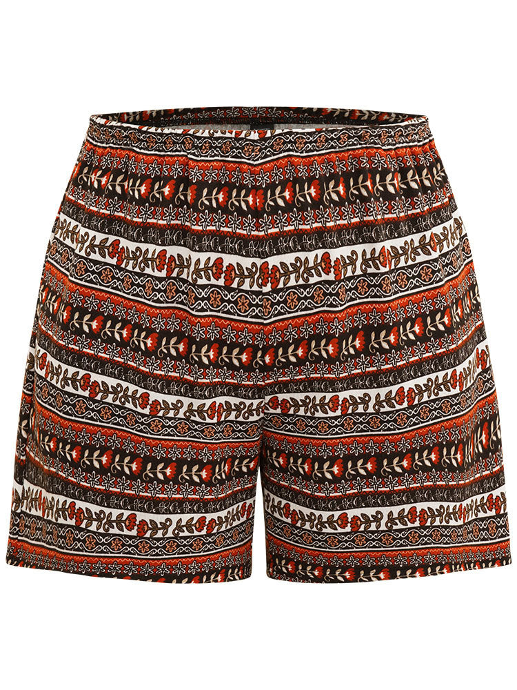 Halloween Bohemian Print Elastic Waist Sleep Shorts