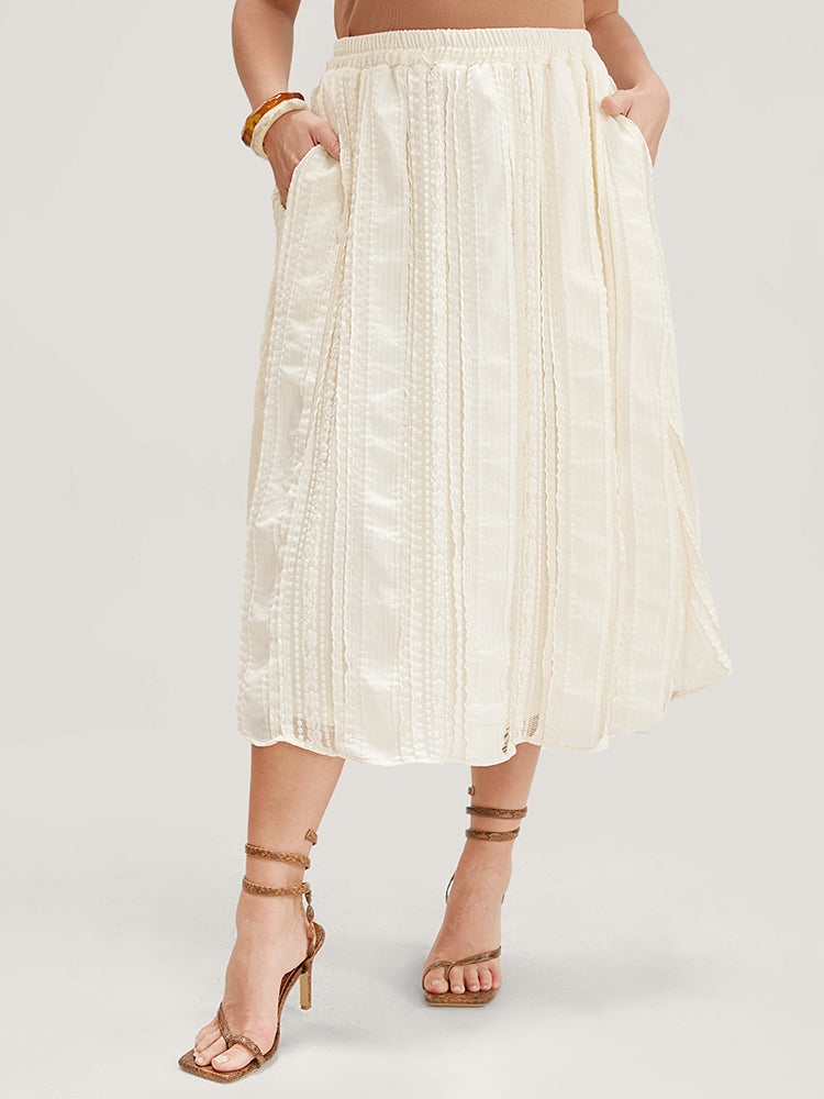 Solid Textured Pocket Plisse Skirt