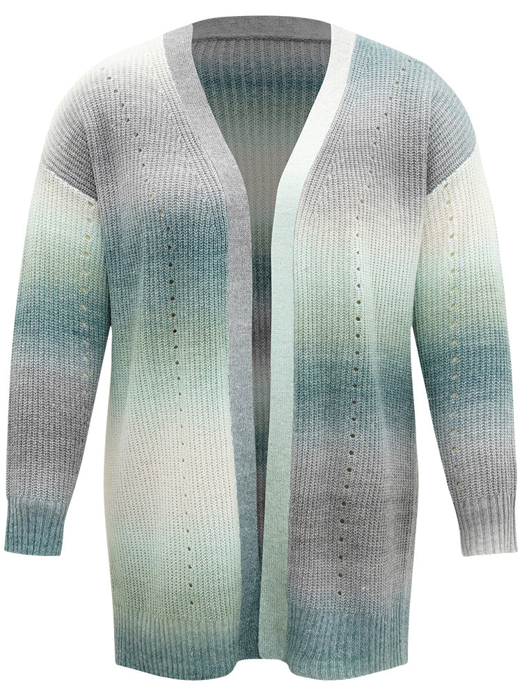 Ombre Split Side Open Front Cardigan