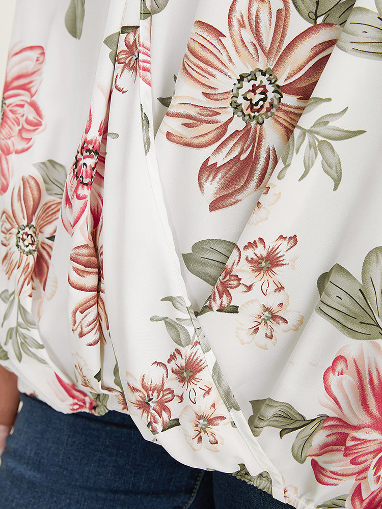 Floral Print High Low Hem Wrap Tank Top