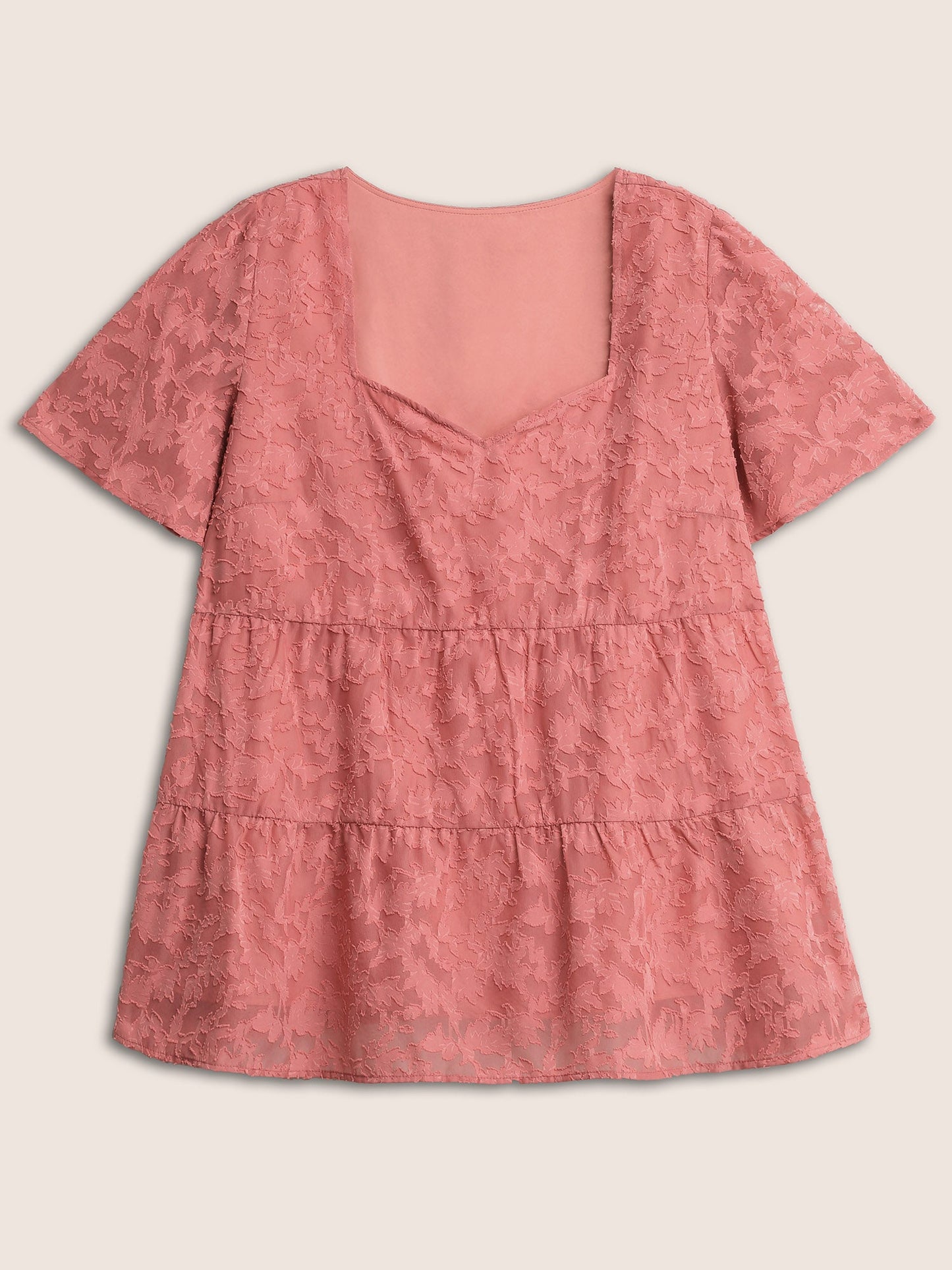 Chiffon Plisse Tiered Hem Ruffle Sleeve Blouse