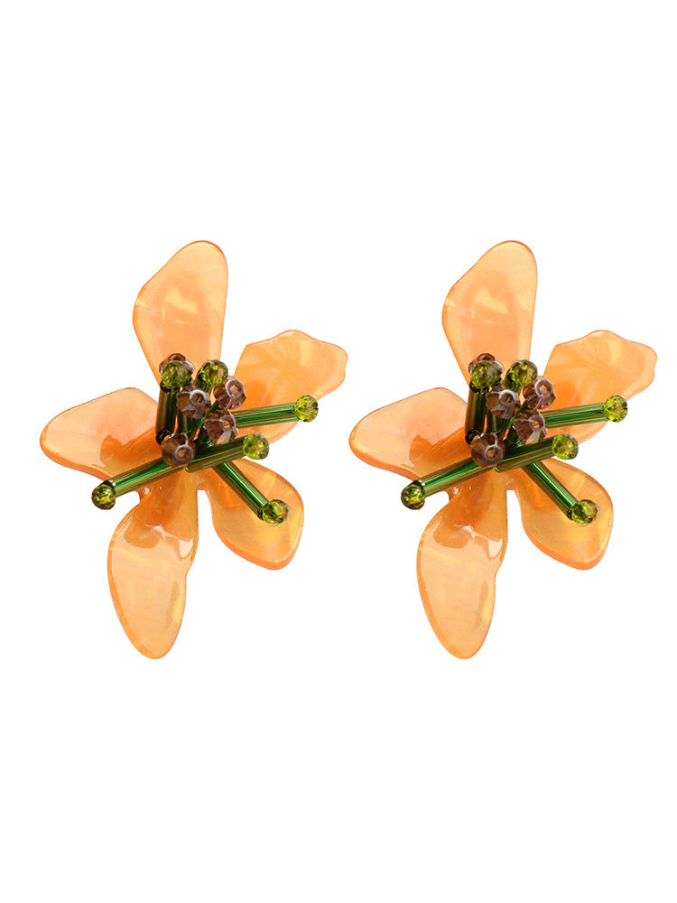 Flower Decor Stud Earrings