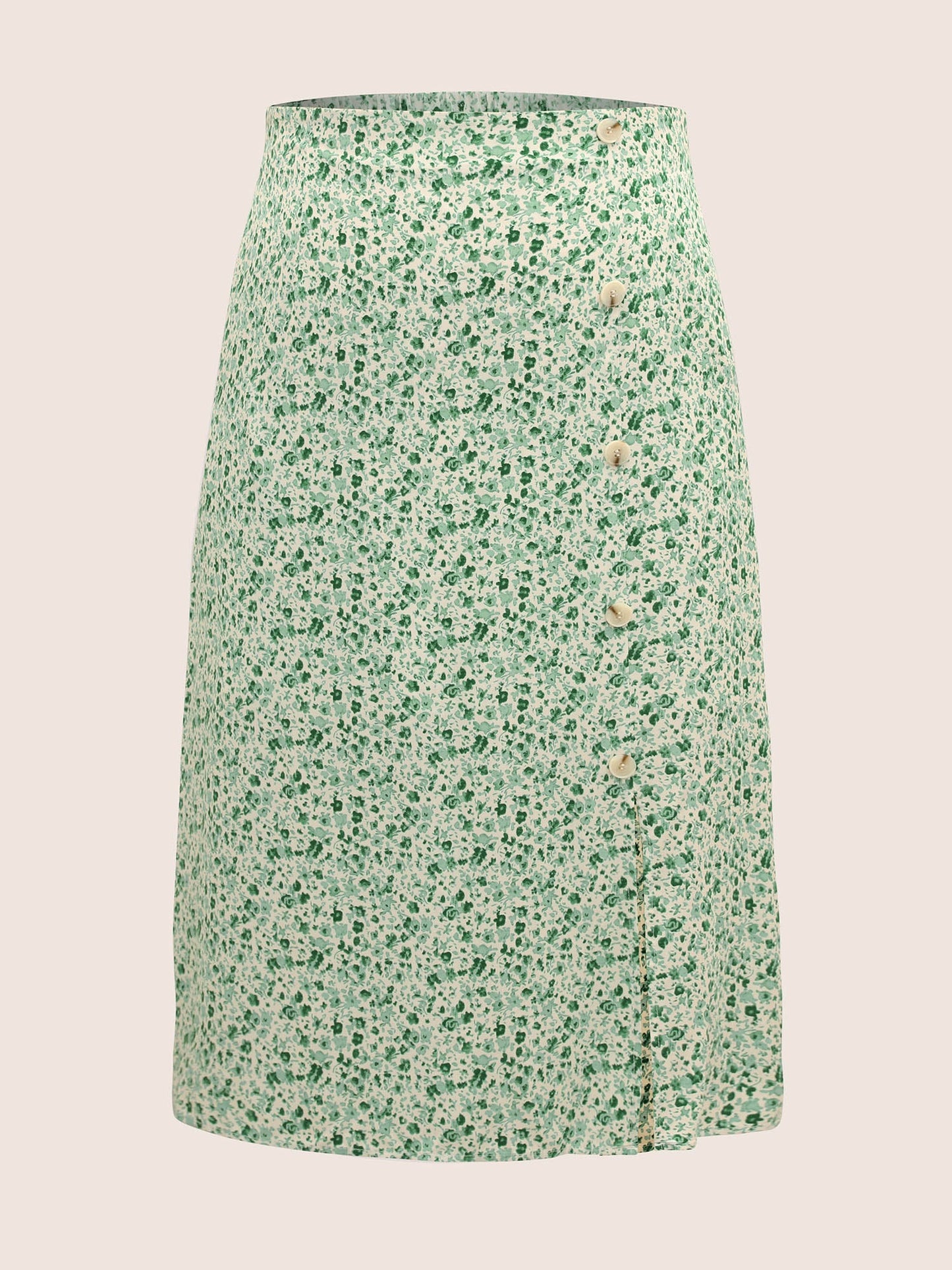 Ditsy Floral Split Side Button Detail Skirt