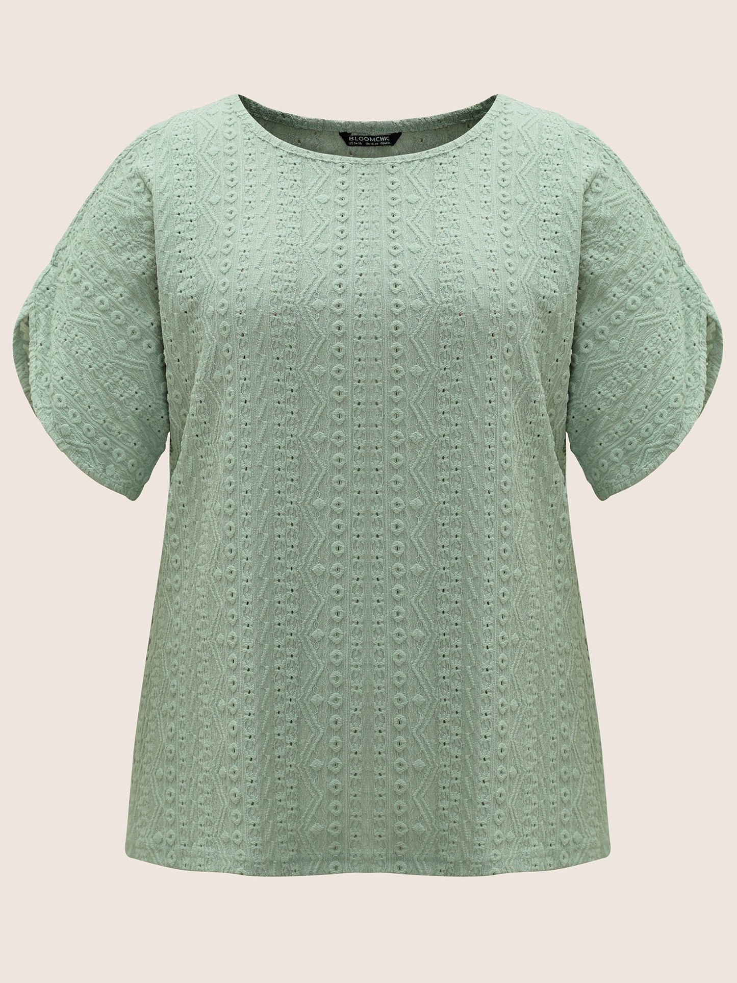 Plain Texture Round Neck Cut Out T-shirt