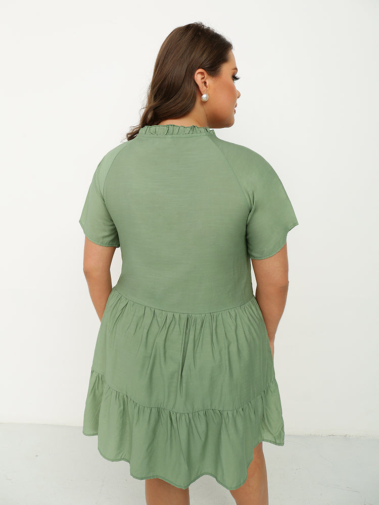 Fringed Ruffle Hem Dress