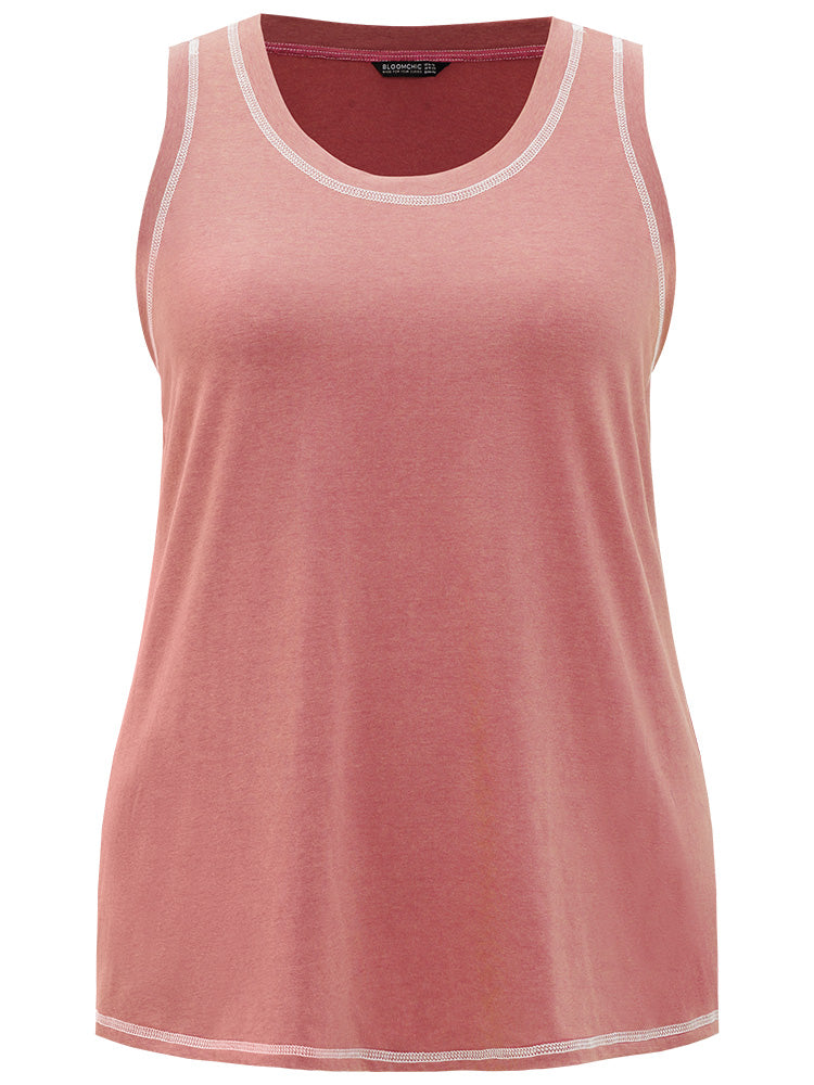 Solid Contrast Stitch Tank Top