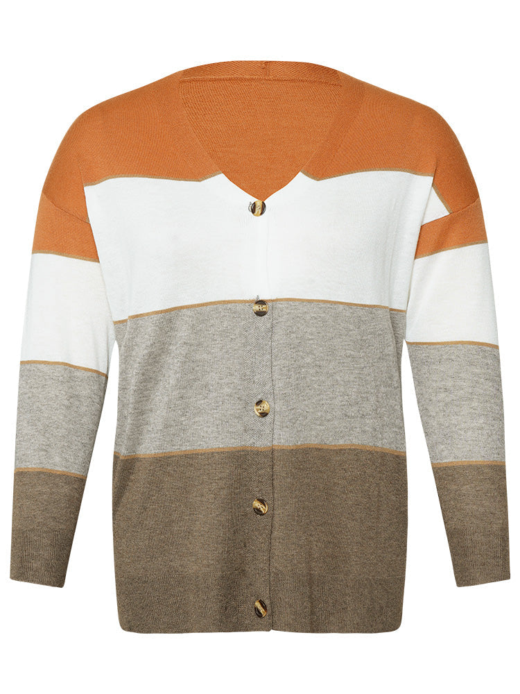 Supersoft Essentials Colorblock Contrast Button Up Lightweight Cardigan