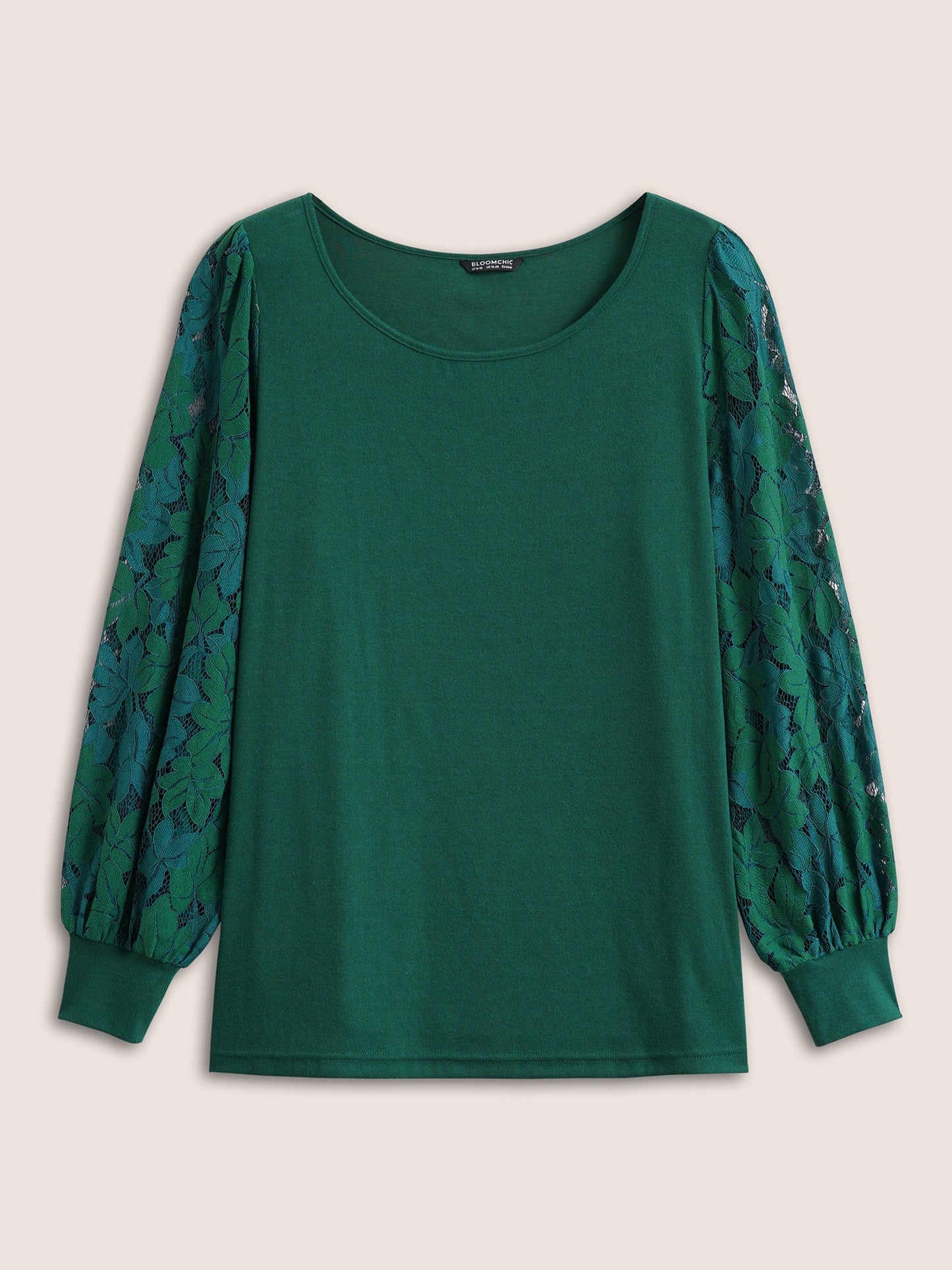 Solid Plants Guipure Lace Gathered T-shirt