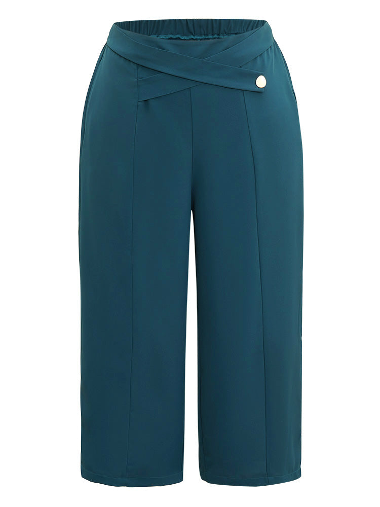 Anti-Wrinkle Solid Metal Detail Drape Pants