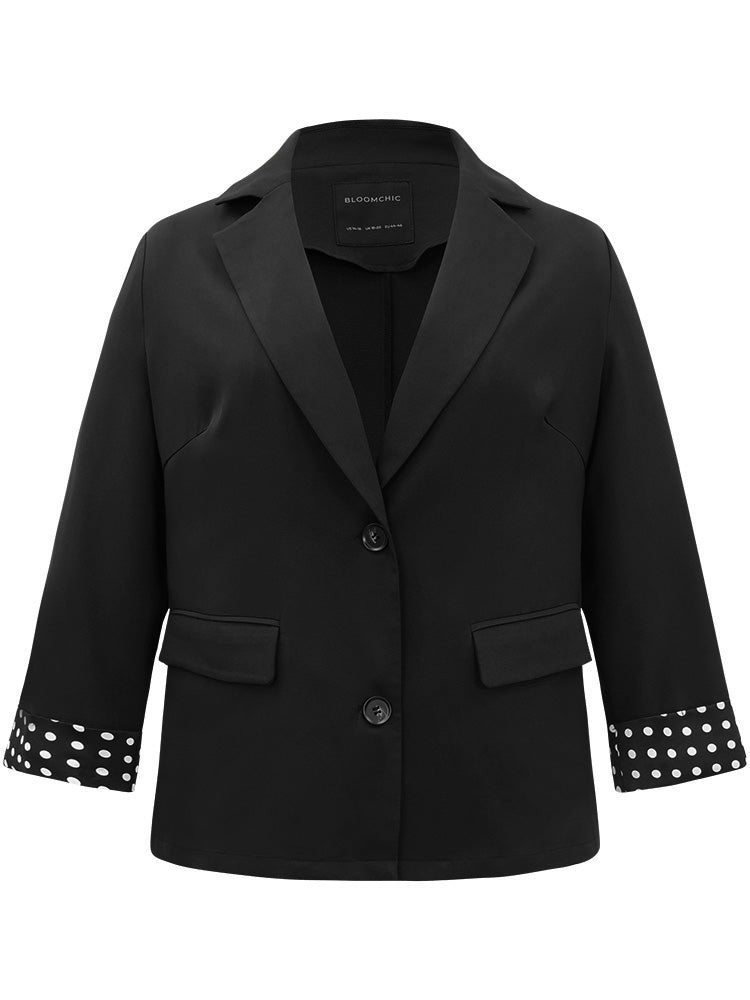Suit Collar Polka Dot Patchwork Button Up Blazer