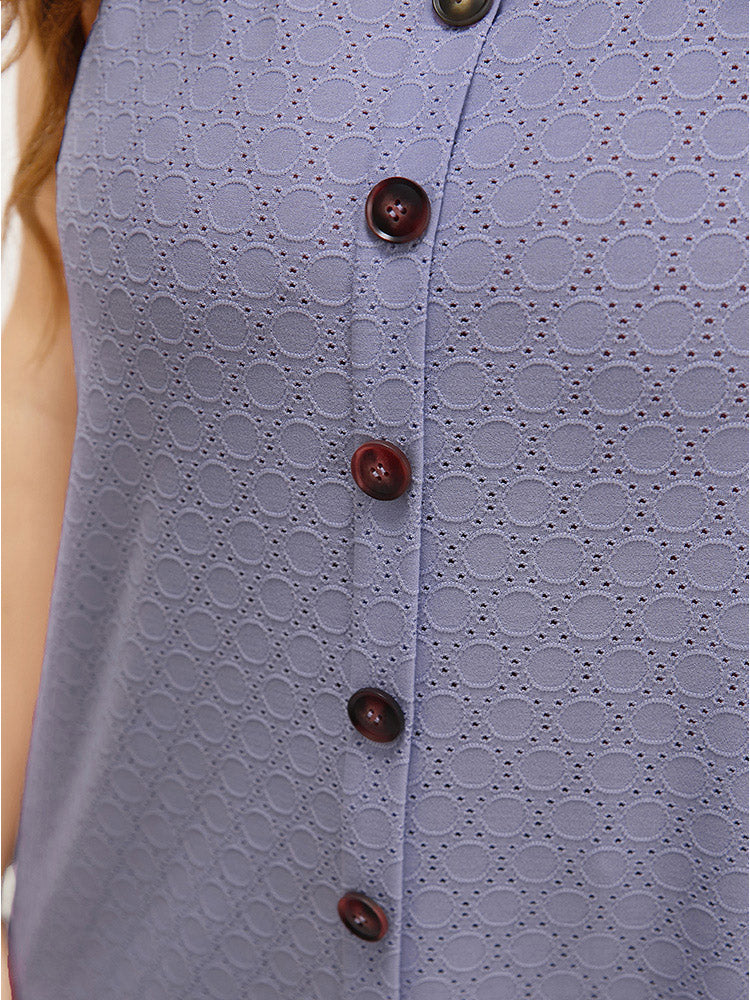 Plain Broderie Anglaise Button Detail Tank Top