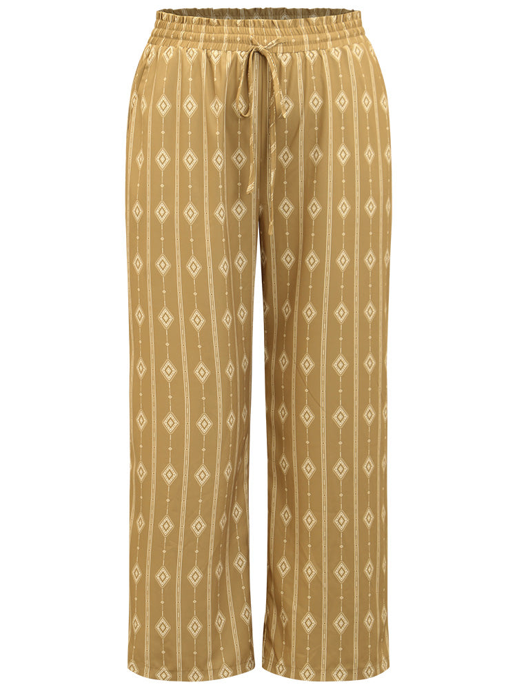 Boho Print Drawstring Elastic Waist Pants