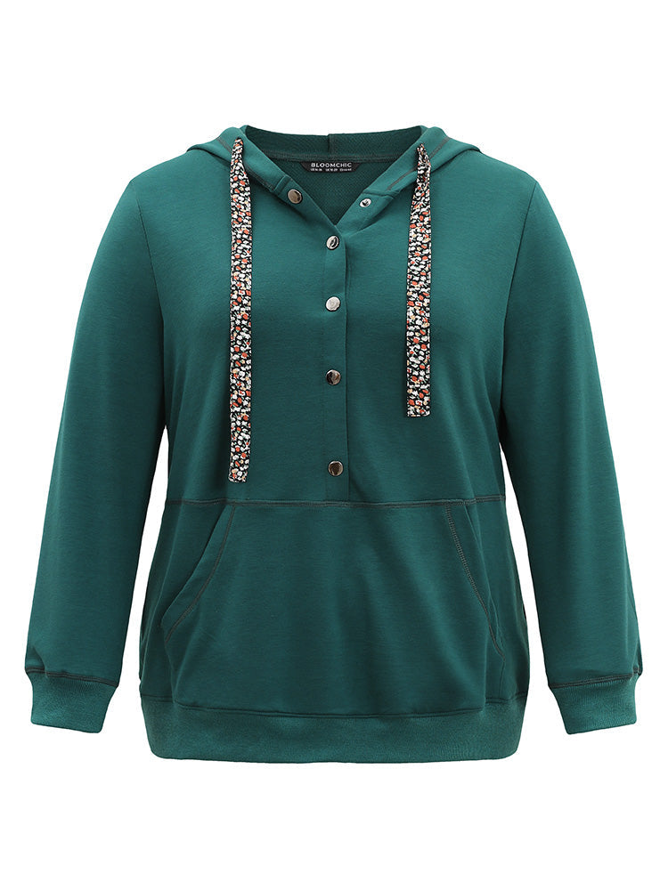 Ditsy Floral Ties Hooded Kangaroo Pocket Sweatshirt