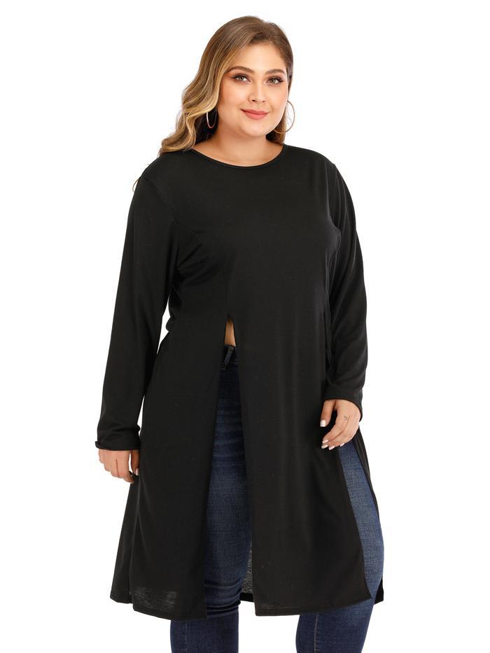 Split Mid Length Solid T-shirt