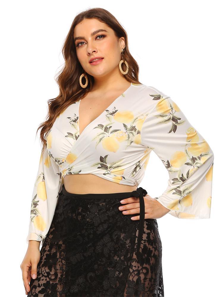 Printed V-neck Sexy Crop Top