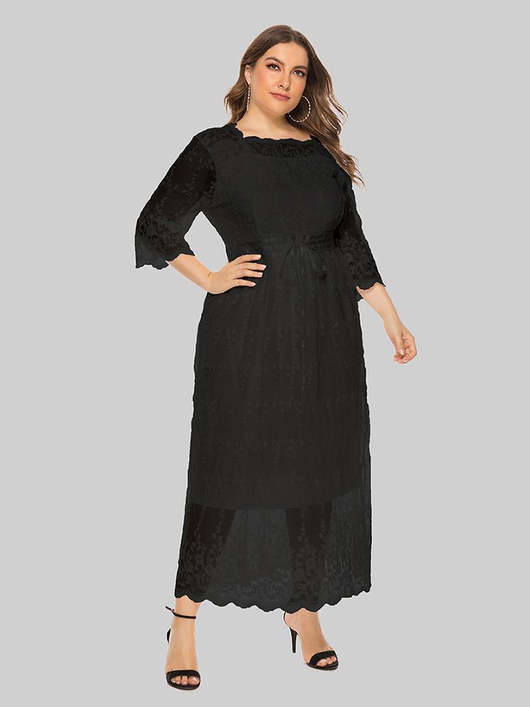 Elegant Lace Half Sleeve Maxi Dress